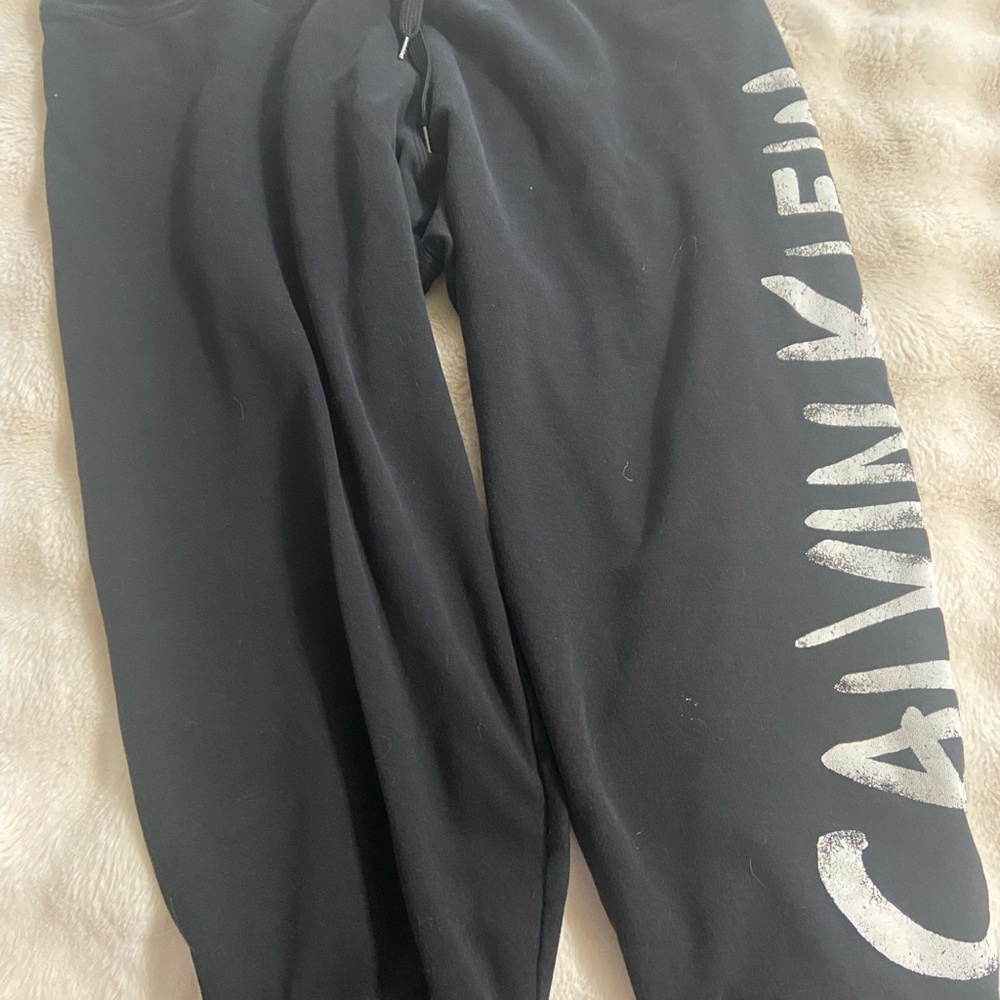 Calvin Klein Black Sweats with Silver Logo